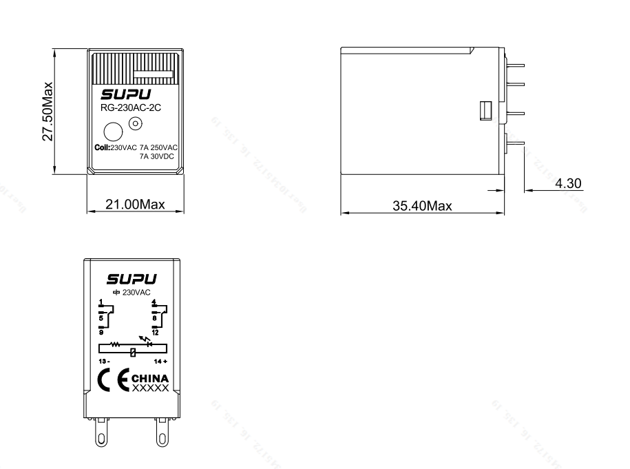 標(biāo)準(zhǔn)型繼電器插頭RG-230AC-2C