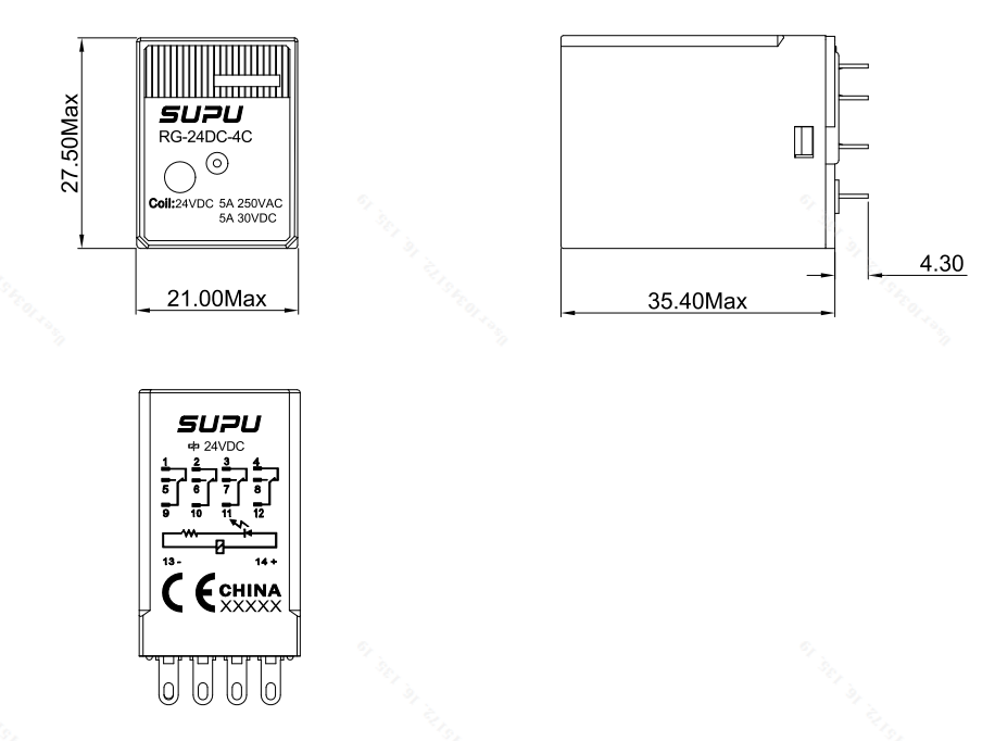 標(biāo)準(zhǔn)型繼電器插頭RG-24DC-4C