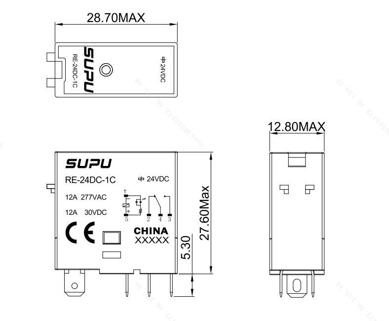 薄型繼電器插頭RE-24DC-1C